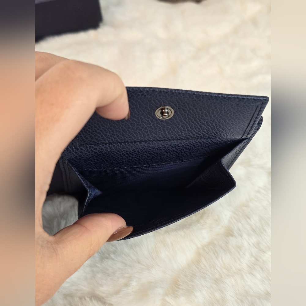 NWT❤️Prada Black Navy Vitello Micro Grain Leather Men Wallet - Picture 9 of 14